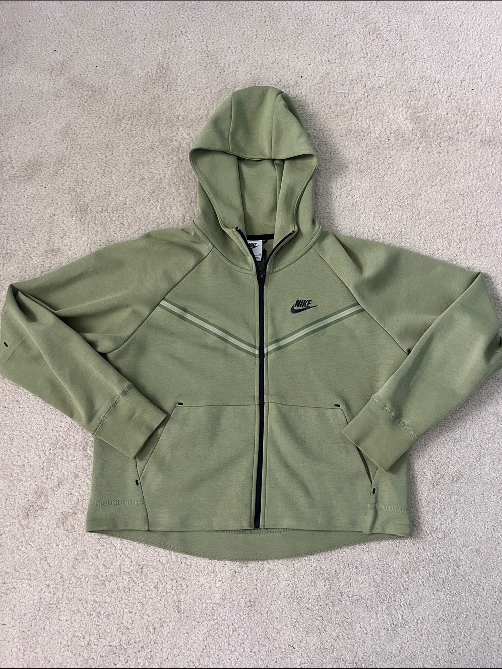 Nike Light Olive Green Zip-Up Hoodie